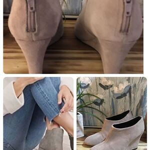 Naturalizer Grey Leather/Suede Wedge Heel Booties
